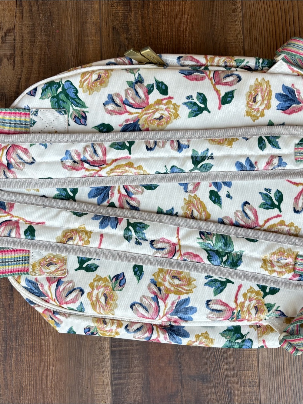 Reya Rosette Floral Canvas Backpack by - White Floral - Picture 2 of 3